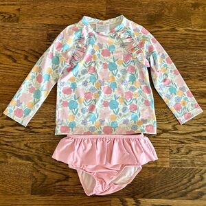 James & Lottie Floral Kids Swim Set - Pink and Blue